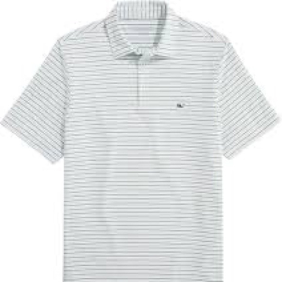 Vineyard Vines On the Go Sankaty Polo Striped Print Short Sleeve Shirt NWOT - Picture 1 of 9